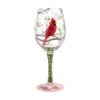 Enesco Lolita Cardinal Beauty Handpainted Wine Glass, 15 Oz. -Enesco Cardinal and Cherry Blossoms Handpainted Wine Glass 6009225 01