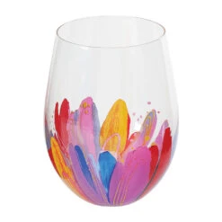 Enesco -Enesco EttaVee Colorful Floral Stemless Wine Glass 6012674 02