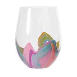 Enesco -Enesco EttaVee Colorful Marbled Stemless Wine Glass 6012421 02