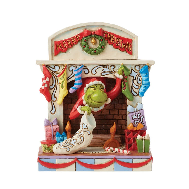 Enesco Jim Shore Grinch Peeking Out Of Fireplace Figurine, 5.5" 3 Enesco Jim Shore Grinch Peeking Out Of Fireplace Figurine, 5.5"