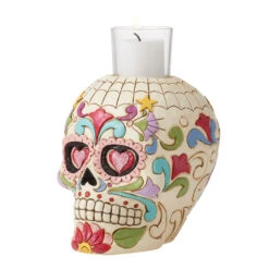 Enesco -Enesco Jim Shore Mexican Sugar Skull Candle Holder 6012756 02