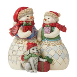 Enesco Jim Shore Snow Couple With Puppy Figurine, 5.12"