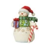 Enesco Jim Shore Snowman With Gift And Candy Cane Mini Figurine, 3.5" -Enesco Jim Shore Snowman With GiftCandy Cane Mini Figurine 6009009 01